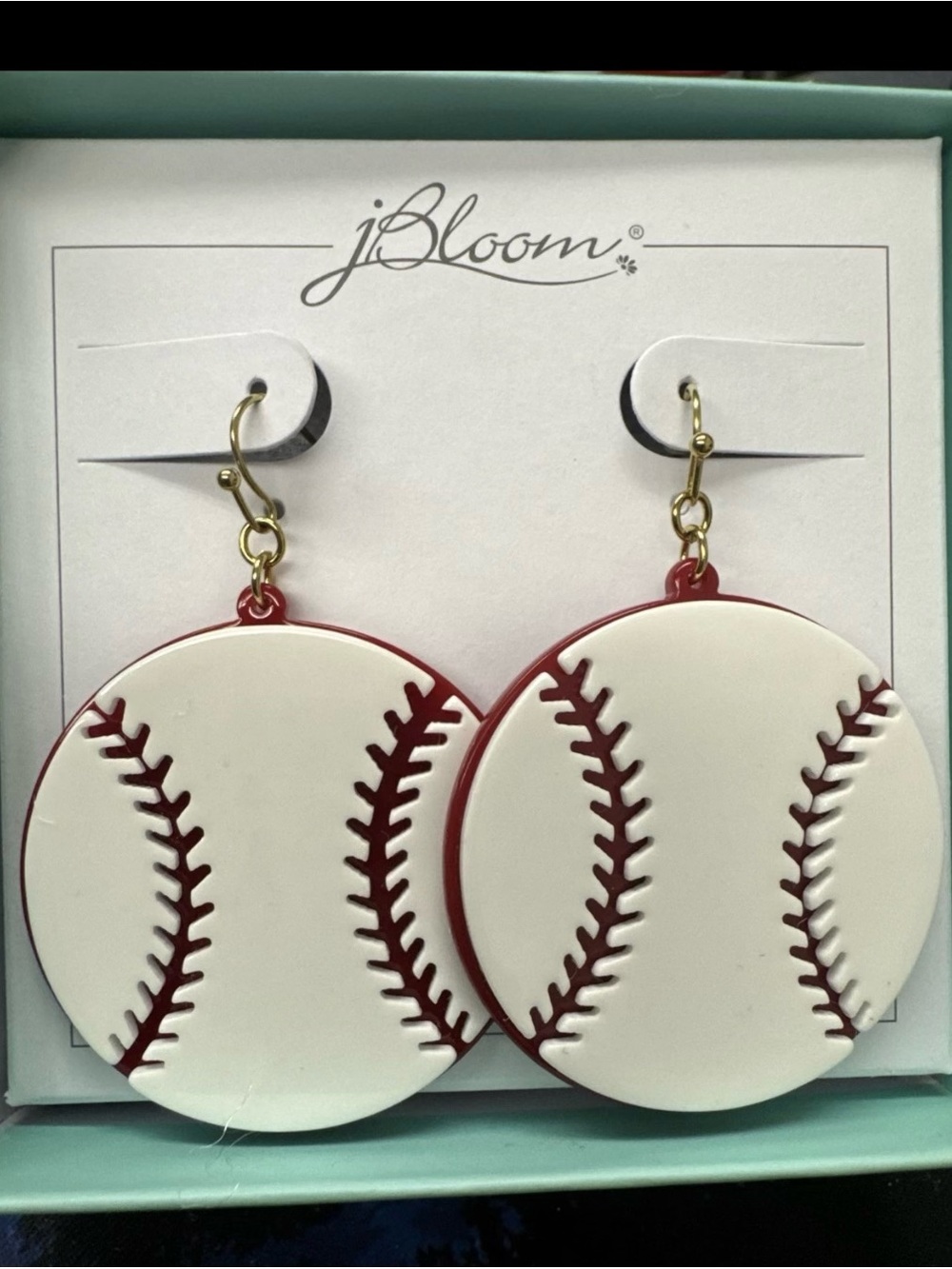 bloom White and Red Baseball Stitch Drop Earrings women’s jewelry